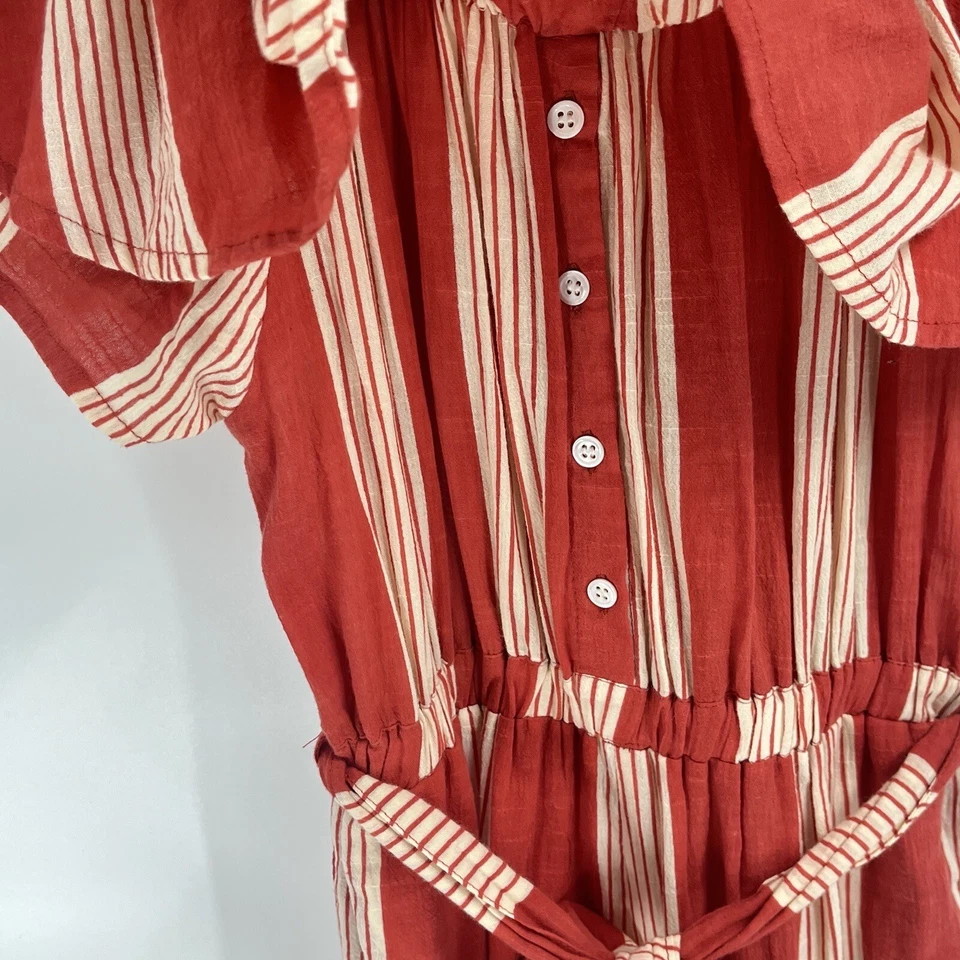 Faithfull бренд красный в полоску хлопок комбинезон с плеча Sz 2 - Изображение 4 из 4