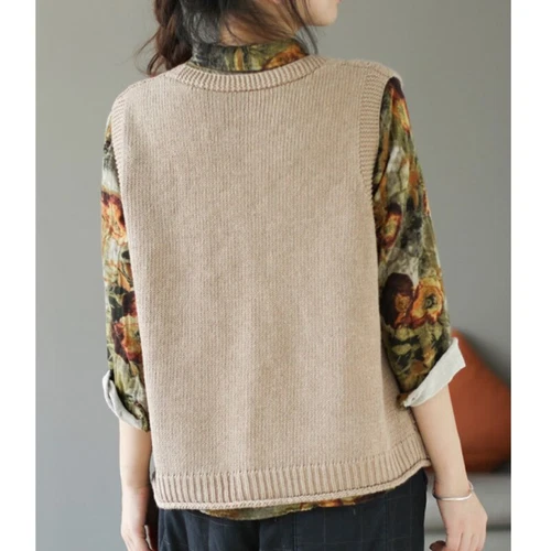 Women Knit Vest Hollow-out Tank Sleeveless Cardigan Gilet Embroidered Sweater - Picture 9 of 19