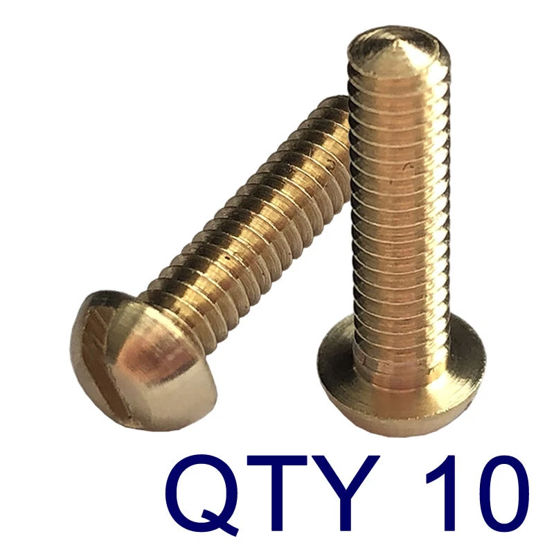 1/8" BSW Whitworth x 1/2" Brass Round Head Machine Screws Qty 10 UK Manufacturer