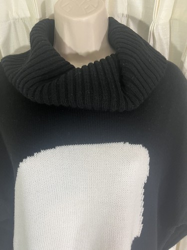 Karl Lagerfeld Sweater Iconic Silhouette Portrait Black White Cowl Rare Size L - Picture 12 of 20