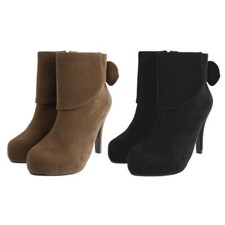 New Women Stylish Bowknot Zipper Design Thin High Heel Ankle Boot Size 6