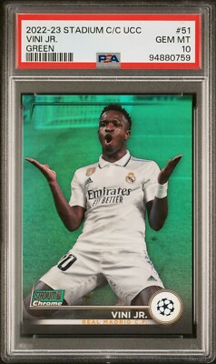 Vini Jr 2022-23 Topps Stadium Club Chrome Green Refractor /99 PSA 