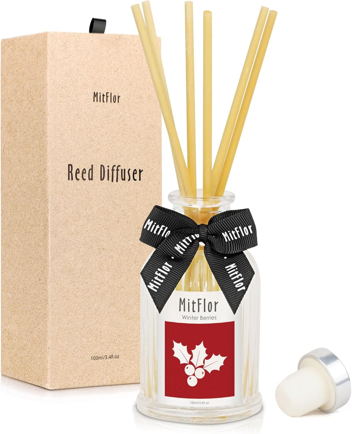 Reed Diffuser,  Winter Berries Fragrance Diffuser Set with Natural Rattan Sticks