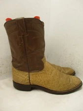 JUSTIN Tan Brown Leather Cowboy Boots Mens Size 9 D Style 3018 USA