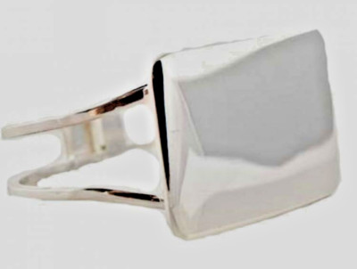 Bangle silver bracelet wide square polished hinged cuff fits all designer New
