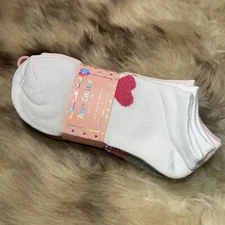 NWT Juicy Couture Pack Of 10 Pairs No Show Socks - Shoe Sz 4-10 - Sweet Hearts