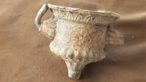 Exceptionally very rare Roman pewter candle holder A must read description L148e
