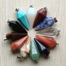 12pcs Mix Natural Stone Pendulum Pyramid Pendant for Jewelry Accessories Making
