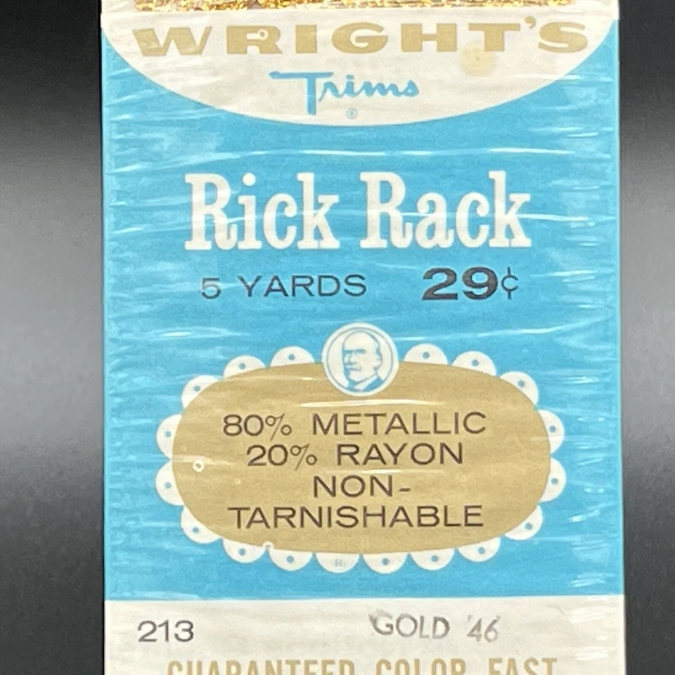 Vintage Wright's Trims Rick Rack Metallic Gold 46 - 5 yards - Sewing Crafts NIP - Image 2 of 4