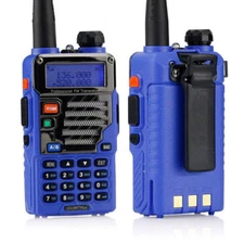 2x Baofeng UV-5R Plus Qualette Series Blue 2m/70cm Band V/UHF Ham Two-way Radio