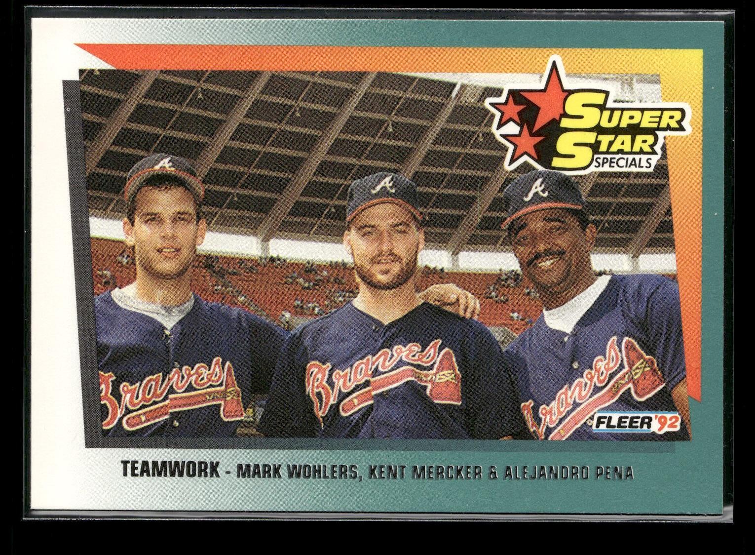 1992 Fleer #700 Teamwork (Mark Wohlers / Kent Mercker / Alejandro Pena)