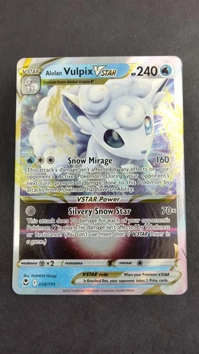 Pokemon  Card Alolan Vulpix VSTAR 034/195 SWSH12: Silver Tempest Ultra Rare