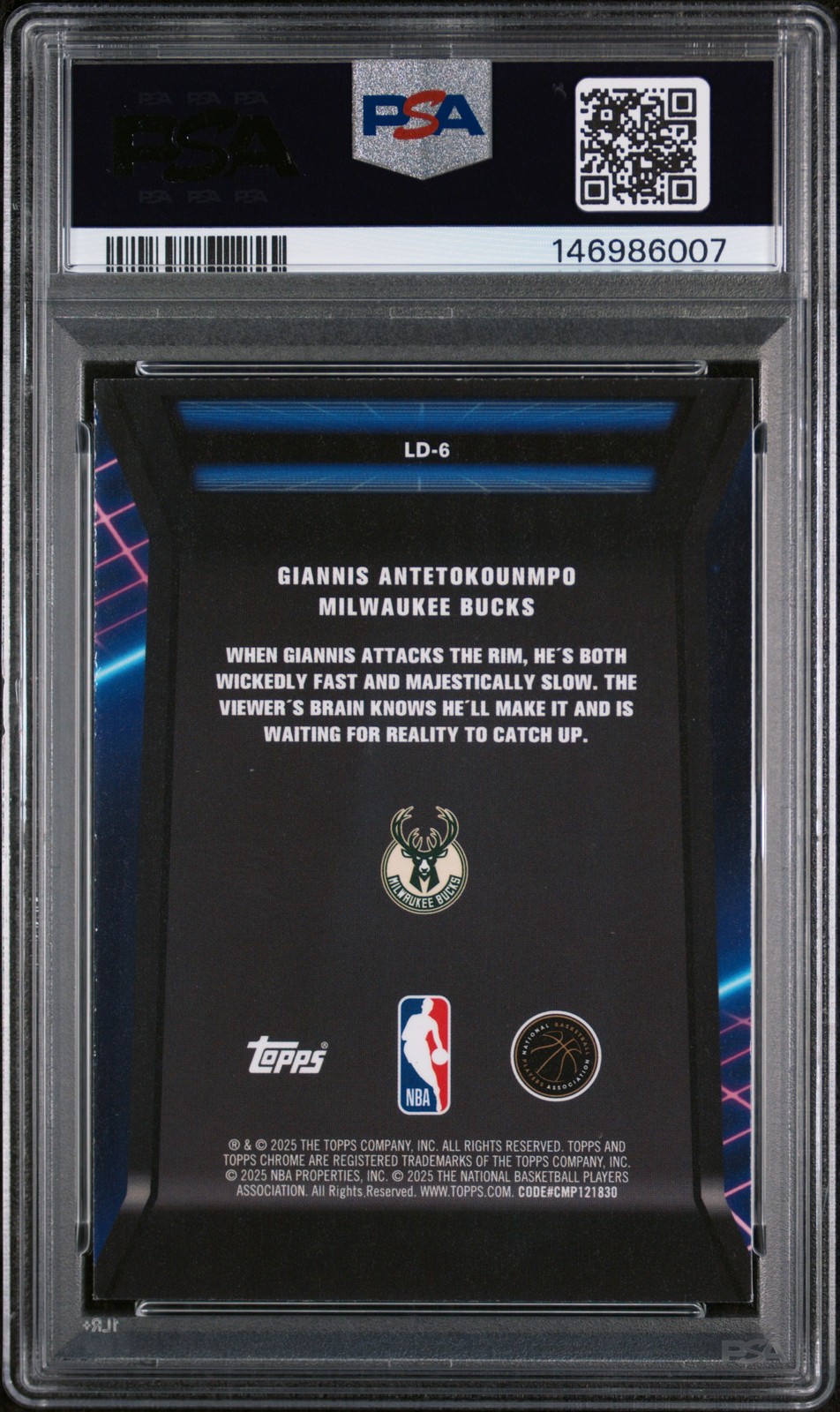 2025 TOPPS CHROME LOADING... #LD-6 GIANNIS ANTETOKOUNMPO PSA 9 view 2