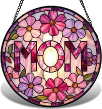 7.9in Floral Stained Glass Suncatcher Window Hanging Home Decor Gift for Mom