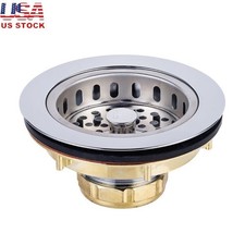 Brass Sink Strainer Adjustable Basket Chrome Plated Durable Waste Filter New
