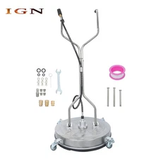 24" Stainless Steel Pressure Washer Surface Cleaner with 4 Wheels Dual Handle