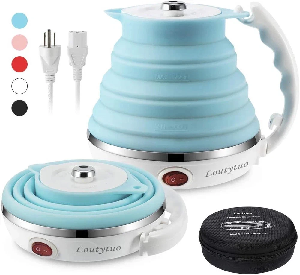 Portable Ultrathin Silicone Travel Kettle with Dual Voltage & Boil Dry Protectio