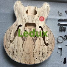 Semi Hollow Body ES335 Electric Guitar Kit Spalted Top Chrome Patr Unfinished