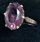 Vintage Sterling Silver 925 Amethyst Stone Set Ring Size N1/2 E729