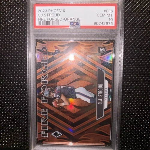 PSA 10 RC #'d /99 CJ STROUD "Fire Forged" ⚡SSP ORANGE ROOKIE 2023 Panini Phoenix
