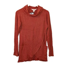 Magnolia Grace Top Woman S Rust Orange Paedia Tulip Hem Cowl French Terry Knit