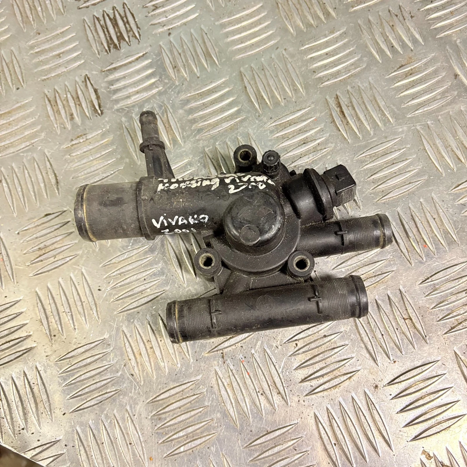 Coolant thermostat housing rear view