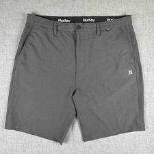 Hurley Hybrid Spacedye Walk Shorts Mens 38 Gray Bermuda 9.5" Inseam Stretch