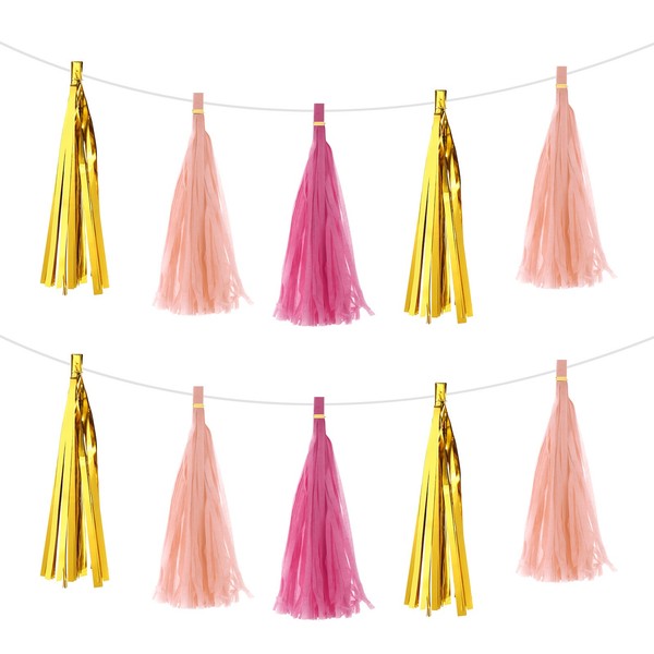 15 StüCk Quasten Garland Banner Mit Seil Tissue Papier Quasten Party Diy Kits-image