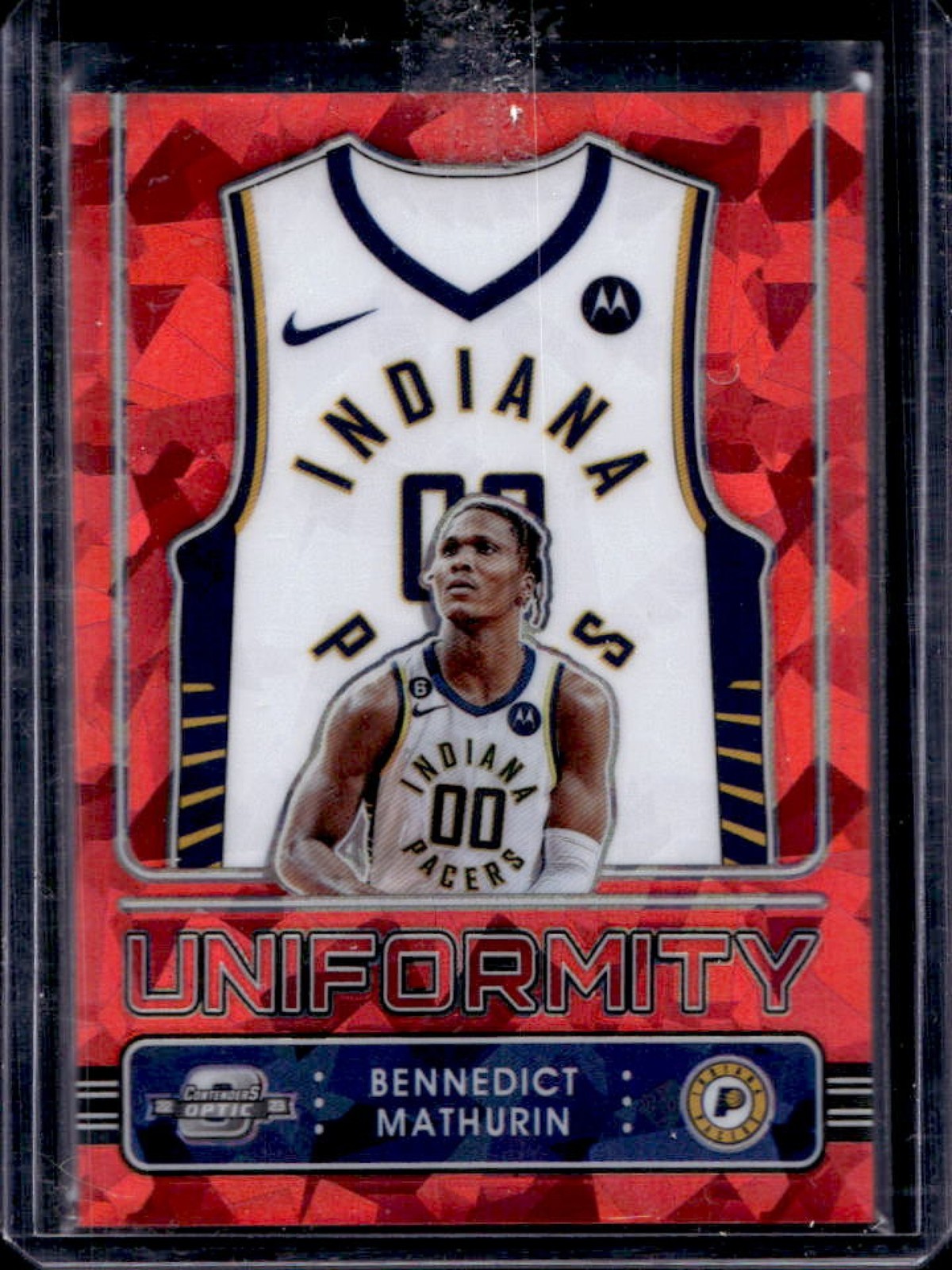 2022-23 Contenders Optic Bennedict Mathurin Uniformity Red Cracked Ice RC #28
