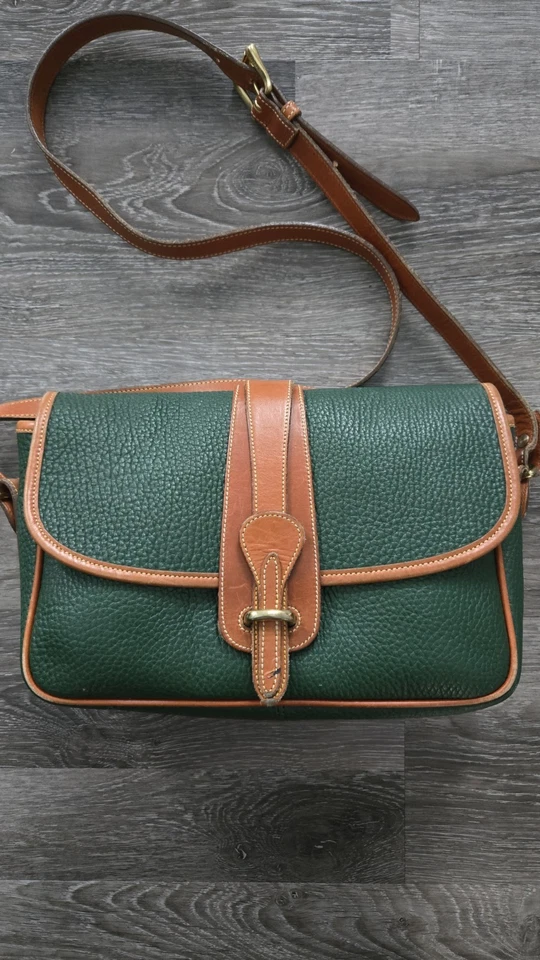 Bolso Bandolera Dooney & Bourke Vintage Cuero Guijarro Verde Tostado Como Nuevo Foto 2 de 4