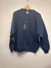 Winnie The Pooh Sweatshirt Mens Blue Embroidered Logo Crewneck XL Vintage
