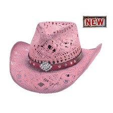 Bullhide Fashion Straw Collection Magnificent Cowboy Pink Hat