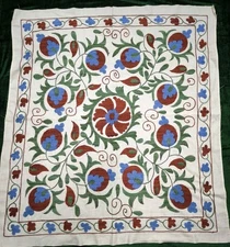 Uzbek Silk suzani handmade embroidery home decor 39"X36" 100x91cm D-3B