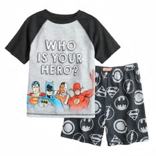 Justice League 'Who Is Your Hero' 2 Piece Pajama Sleep Set- Size 10 or 12 Boys