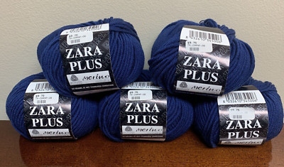 New Lot of 5 - Zara Plus Blue Color 8 0100 100% Merino Wool Extra Fine Italy