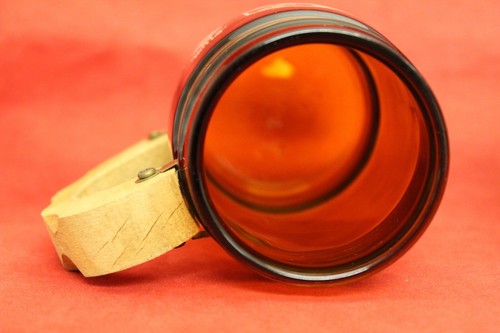 Grain Belt Beer 2 - 1960's Amber Glass Wooden Handled Mugs Steins Siesta Ware - Picture 4 of 5