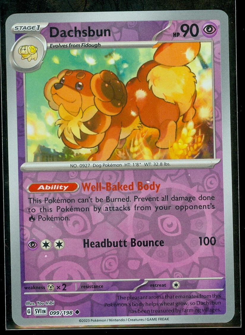 Pokemon DACHSBUN 099/198 Scarlet & Violet Rev Holo - - MINT