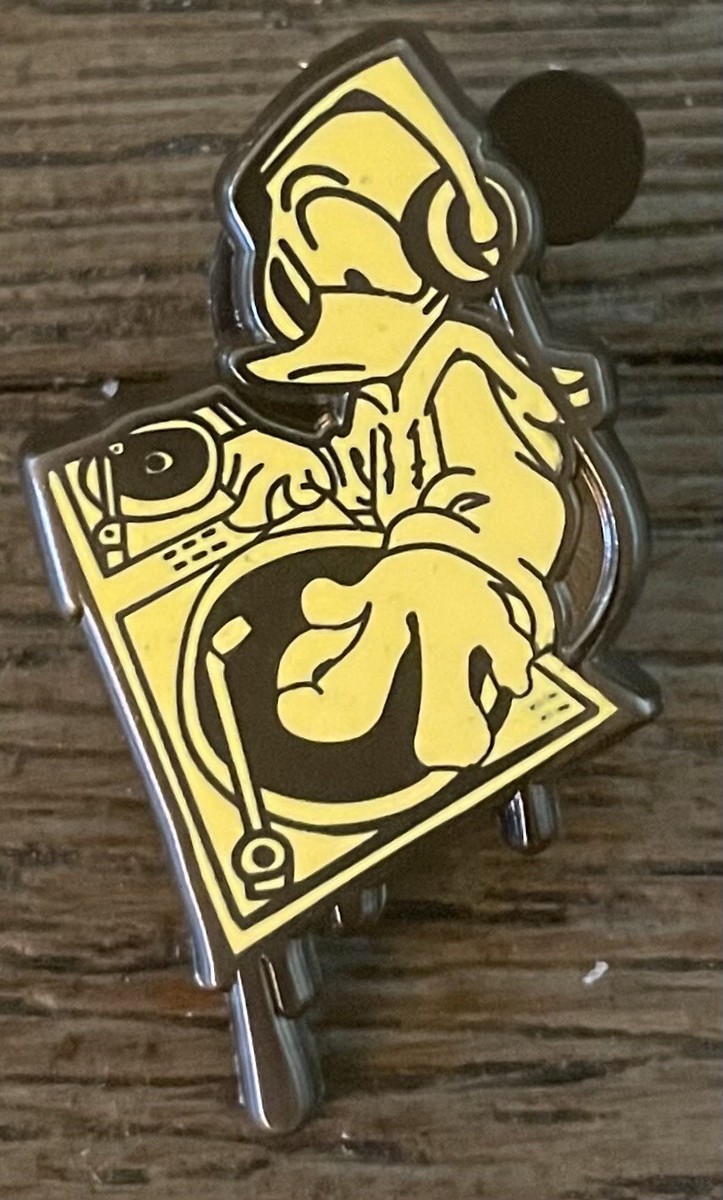 1999 ウォルトディズニー限定版ピンセット WDW Disney Yellow DONALD DUCK DJ Disc Jockey D-Tour Trading