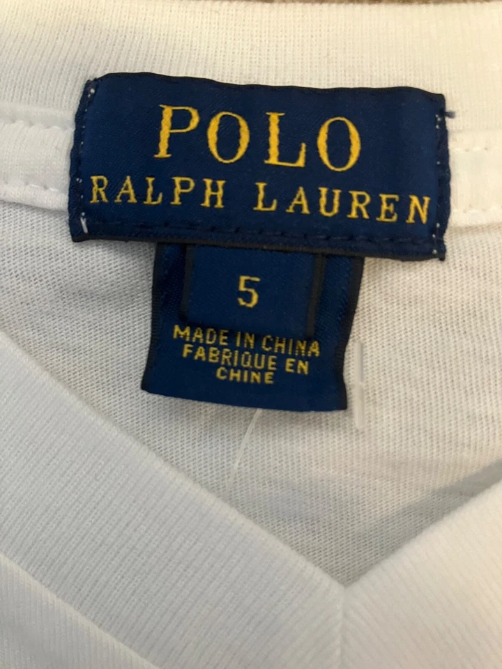 Новый с Ярлыками Ralph Lauren Polo v-образным вырезом карман футболка, белый, детские размеры 5 или 7 - Изображение 4 из 4