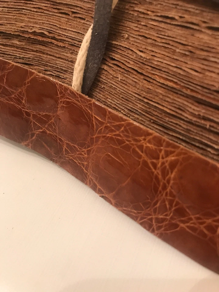 Genuine Quality Crocodile style 3 Leather Strips shiny Cognac Brown 7.25”x1.25” - Image 3 of 4