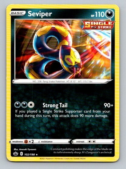 2021 Pokemon Card Chilling Reign Seviper 102/198