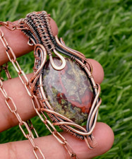 Drachenblut Jaspis Edelstein Kupferdraht umwickelt handgefertigter Schmuck An...