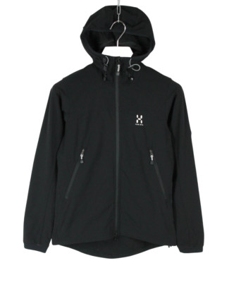 Haglofs Jacke Damen Groß Schwarz Ungefüttert Logo Reißverschluss Taschen Kapuze