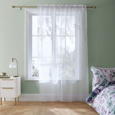 Image of Catherine Lansfield Wisteria Floral Slot Top Curtain Panel