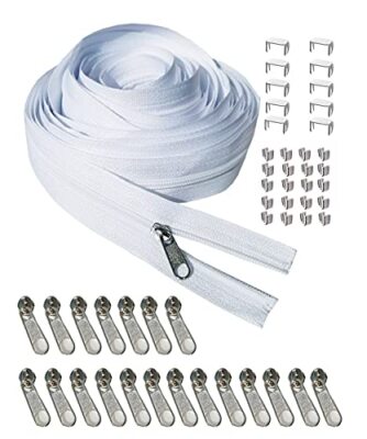 10 Yards Zipper Repair Kit for Upholstery Sewing with 20 Zipper Sliders and Pull