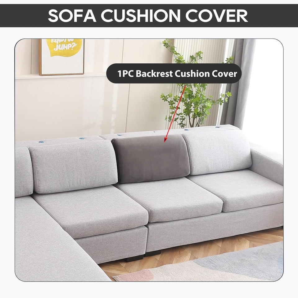 Velvet Sectional Sofa Cover Backrest Cushion Cover Thick Stretch Sofa