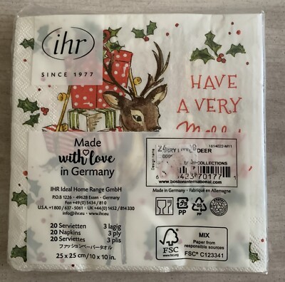 Boston International IHR Papierservietten – 3-lagig, 20 Stück, 16,5 X 16,5 Cm, Perfekt Für Festliche Tische