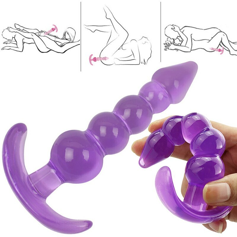 Purple Beginner Crystal Jelly Butt Plug – Ribbed G-Spot Anal Dildo Sex Toy 
