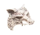925 Sterling Silver Vintage Ring Dark Tone Brutalist Carved Wolf Sz 7.5  RG31689