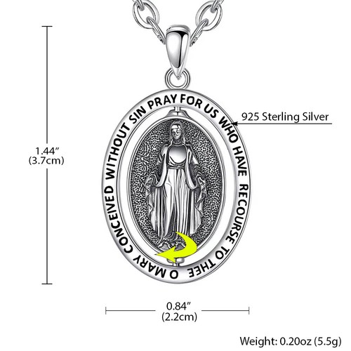 MLD 925 Sterlingsilber rotierende wundersame Medaille Anhänger Halskette - Bild 3 von 14